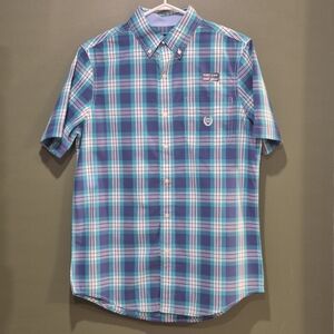 Chaps Teal & Purple Plaid Short-Sleeve Button-Down Shirt